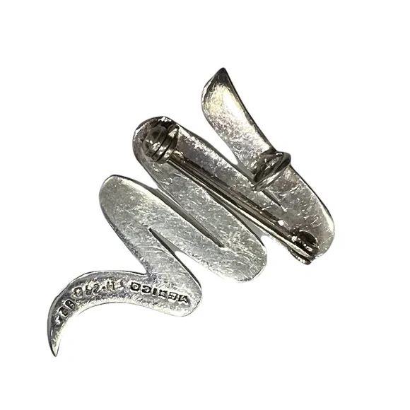 VINTAGE MEXICO STERLING SILVER ZIG ZAG SQUIGGLE BROOCH/PENDANT
